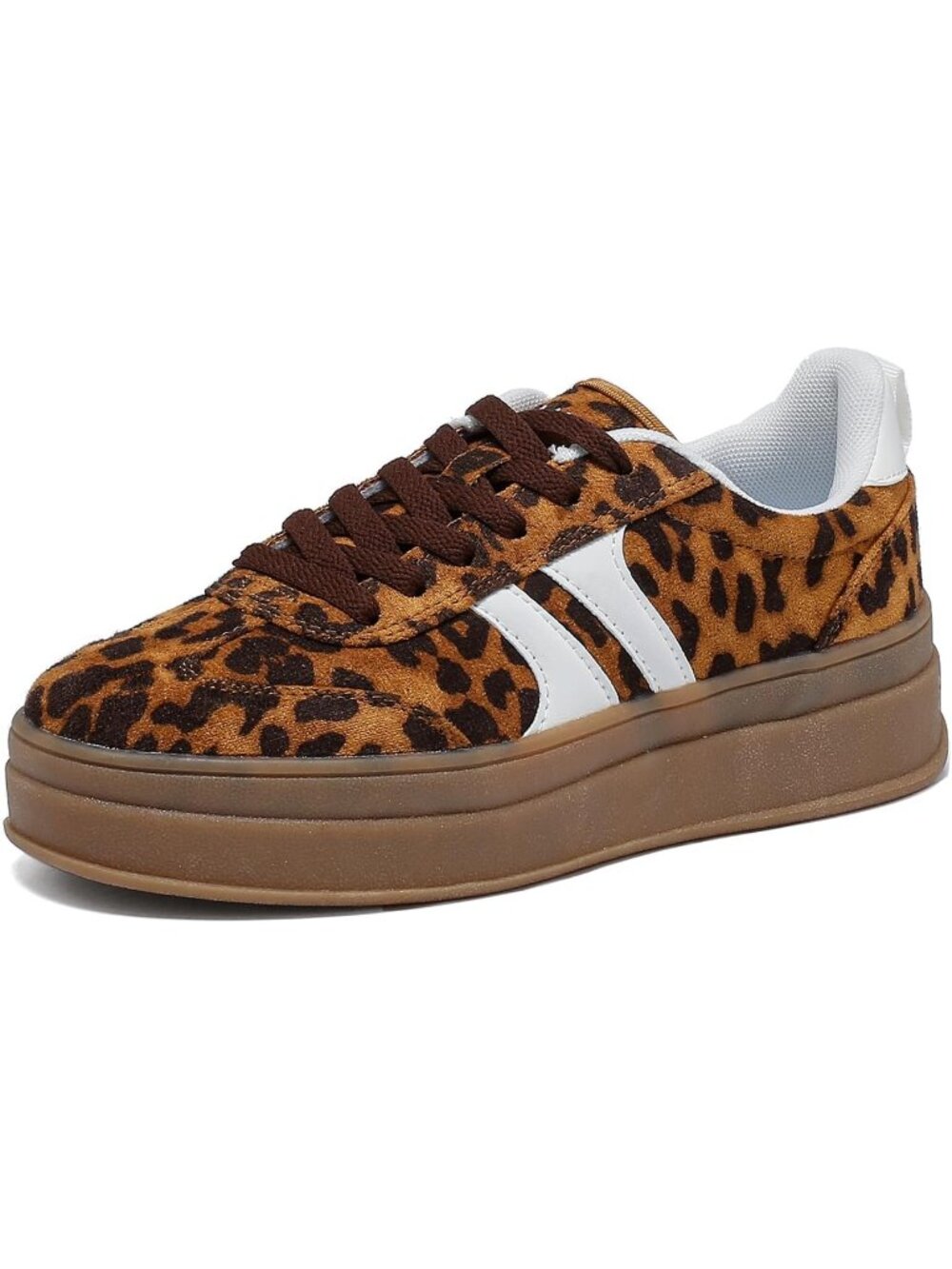 🆕Women's Leopard Gum Sole Fashion Sneakers Thick Platform Sole Rubber Shoes